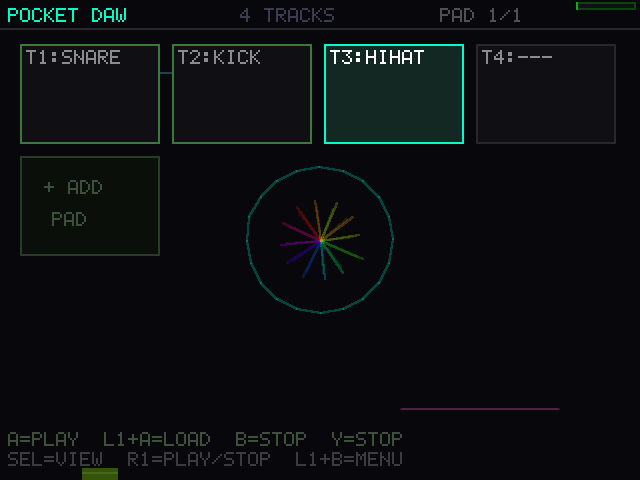 PocketDAW — Pad View running on Anbernic RG35XX